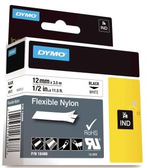 131992 Dymo 18488 Tape DYMO Rhino nylon sort/hvit 12mm 